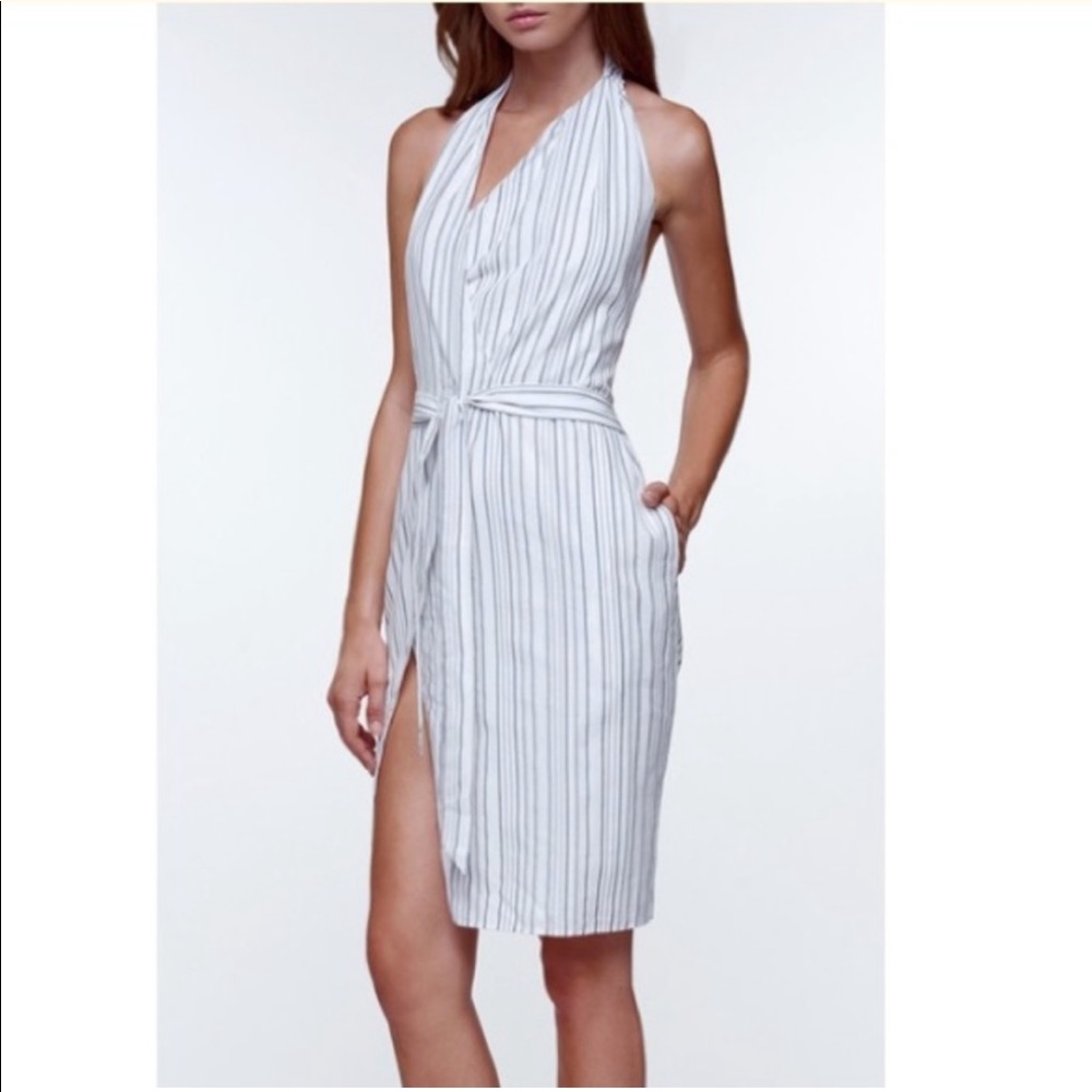 STYLESTALKER Cotton Stripe Halter Wrap Dress H-675